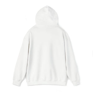 Back view of a plain white Ol' Smokey Hoodie, classic fit, 50% cotton, 50% polyester.