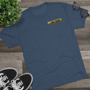Navy blue tri-blend regular fit tee with "JON YACHT" chest graphic.