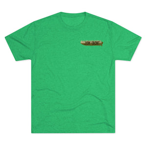 Green tri-blend regular fit tee with "Old School Duck Yacht" graphic on the chest.