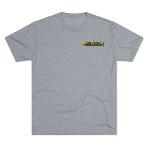 Light gray tri-blend tee with a small "Old School Duck Yacht" graphic on the left chest.