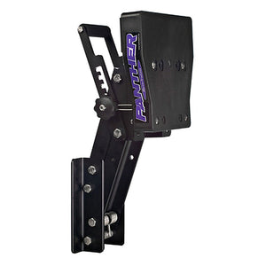 Used black Panther 4-stroke bracket with 16" vertical travel, anodized aluminum, purple logo.