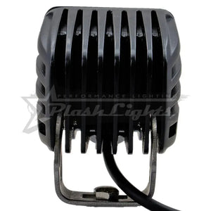 Black PlashLights RGB back-lit cube light with a dark gray Akzo Nobel powder-coated aluminum body and 316 stainless steel bracket.
