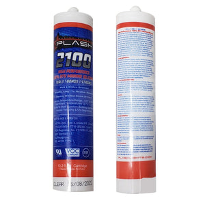 White tube of Plash 2100 Marine 100% RTV Silicone Sealant, 10.2 oz, with product details.