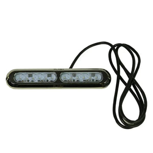 Plashlight Poquito 60W RGB underwater transom light with polished 316 stainless steel housing and black wire.