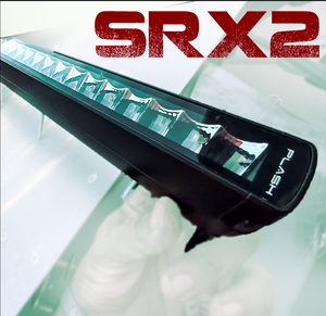 Black SRX2-Series single row LED light bar with clear polycarbonate lens and "FLASH" logo.