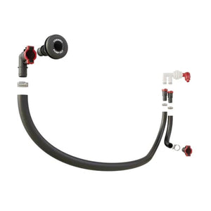 FlowRite Livewell Pump-Out Aerator Kit with black hose, thru-hull, and red Qwik-Lok connectors.