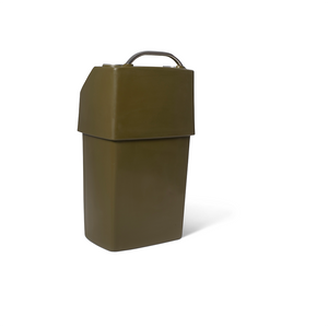 Olive green RPD 1019 center console for jon boat, made from rotationally molded polyethylene.