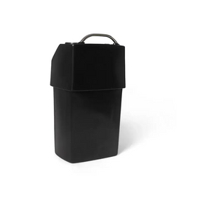 Black RPD 1019 rotationally molded polyethylene center console for Jon boat with stainless steel grab handle.
