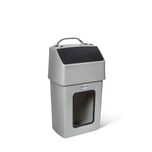 Gray RPD 1019 rotationally molded polyethylene center console with stainless steel grab handle and cup holders.
