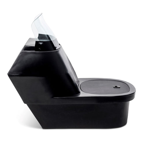 Black RPD 1219 low-profile polyethylene console for Jon boats with smoked acrylic windshield and cooler.