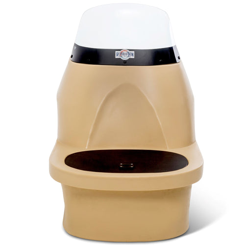 Tan RPD 1219 Revolution Jon boat console with a smoked acrylic windshield and a built-in cooler/bait well.