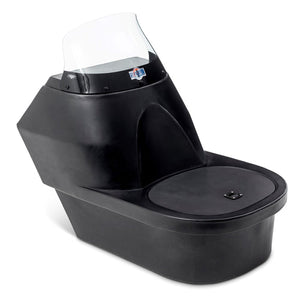 Black RPD 1219 Jon boat console with clear windshield, low-profile design, and built-in cooler.