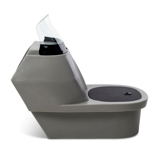 Gray RPD 1219 polyethylene console for Jon boat with smoked acrylic windshield and black cooler lid.