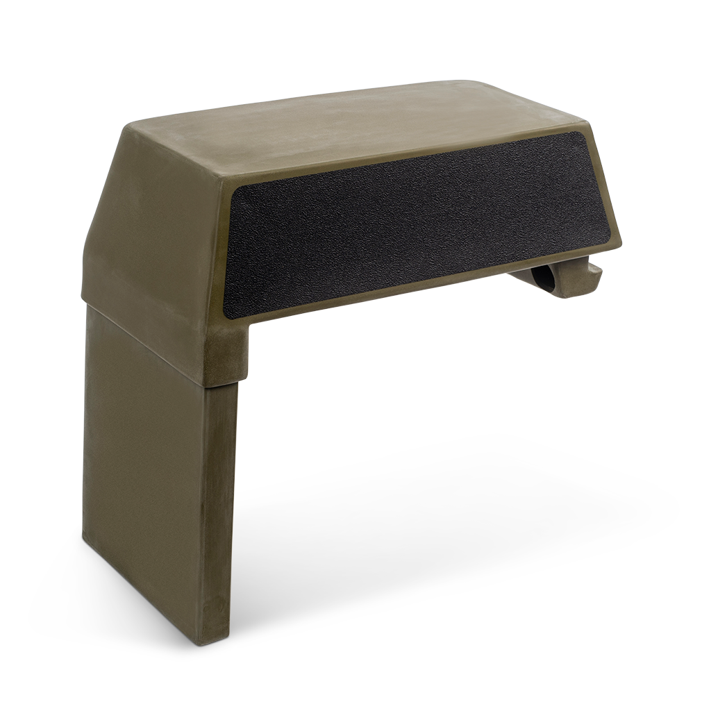 RPD 1422 olive green side console kit for Jon boats, featuring a black textured top surface and adjustable leg.