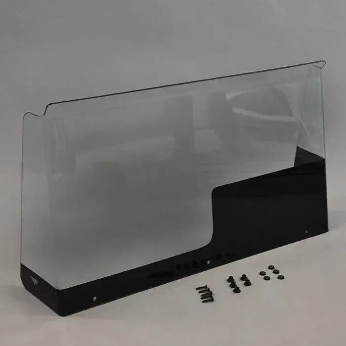 RPD 1719 Acrylic Windshield for Jon boat console, clear top with black base and mounting hardware.