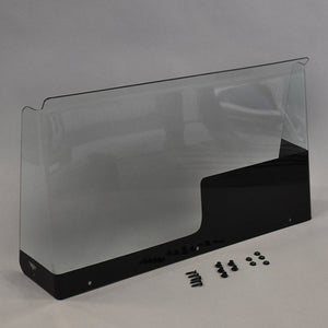 RPD 1719 Acrylic Windshield for Jon boat console, clear top with black base and mounting hardware.