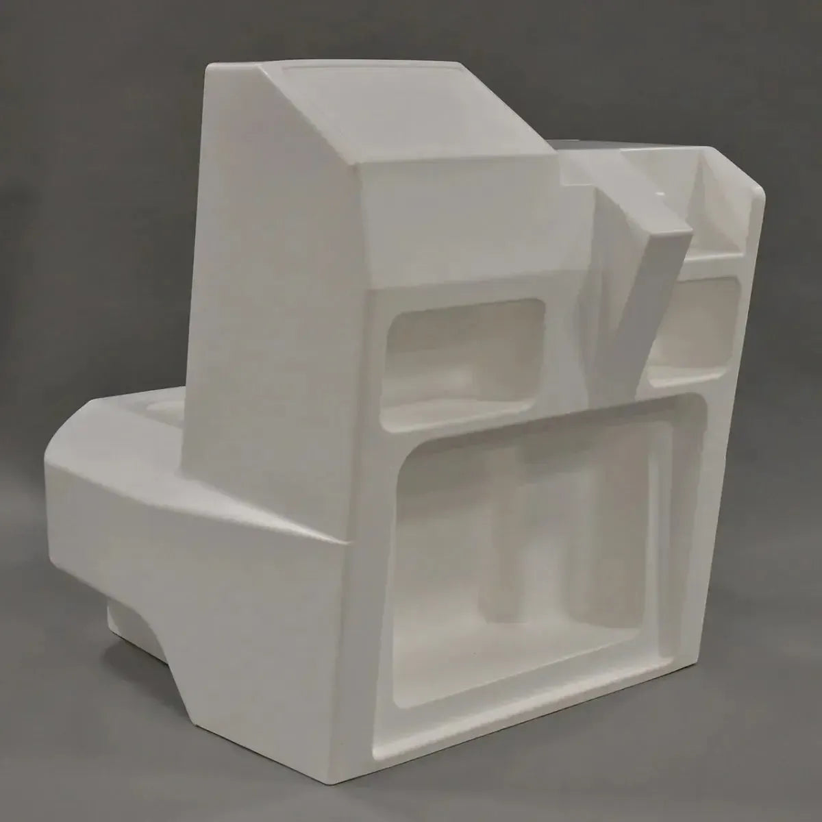 White RPD 1719 console for Jon boat with windshield, grab rail, steering wheel, and open storage hatch.