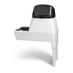 White RPD 1822 side console kit for Jon boat with dark windshield, cup holder, and storage.