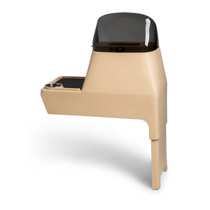 RPD 1822 tan poly side console kit for Jon boat with dark windshield, cup holder, and accessory deck.