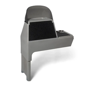 Gray RPD 1822 side console kit for Jon boat with windshield, cup holder, and black textured surface.