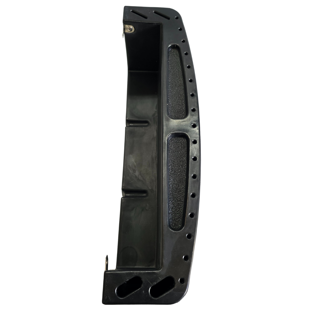 Black marine-grade vertical tackle storage tray with textured grip and mounting holes.