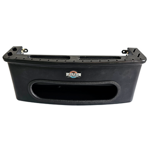 Black RPD Revolution Vertical Tackle Storage Tray for boats, holding gear and a 3700 Plano box.