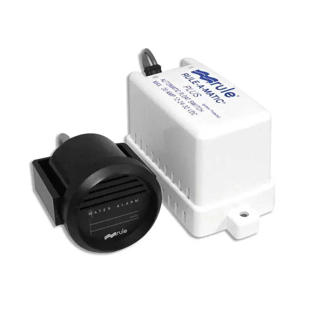Rule Hi-Water Bilge Alarm with white float switch and black in-dash gauge.