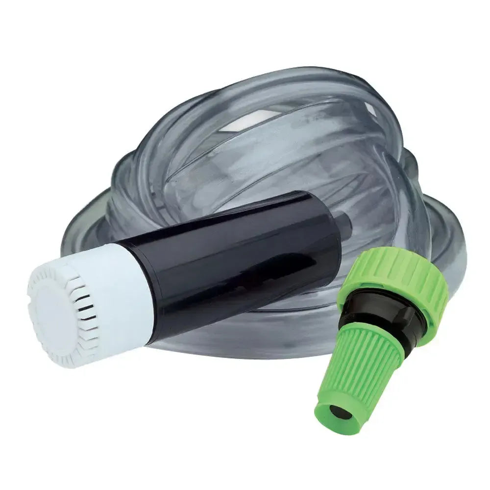 Rule IL200 submersible pump kit with black pump, white filter, green spray nozzle, and clear hose.