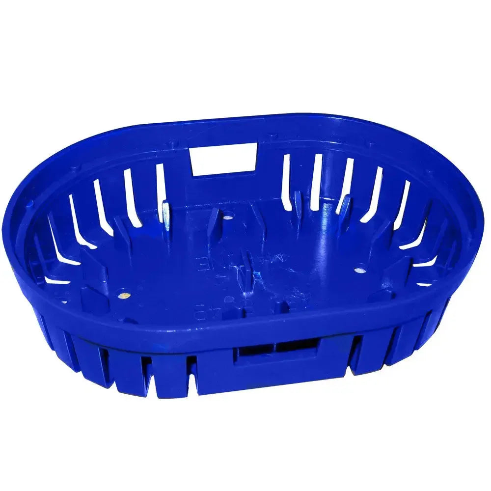 Blue oval Rule replacement strainer base for Rule Mate 1500-2000gph bilge pumps.