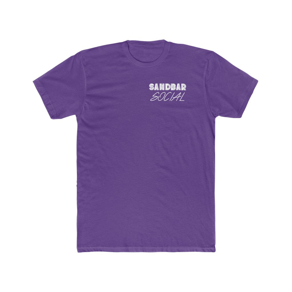 Purple premium fitted short sleeve t-shirt with "Sandbar Social" text on the chest.