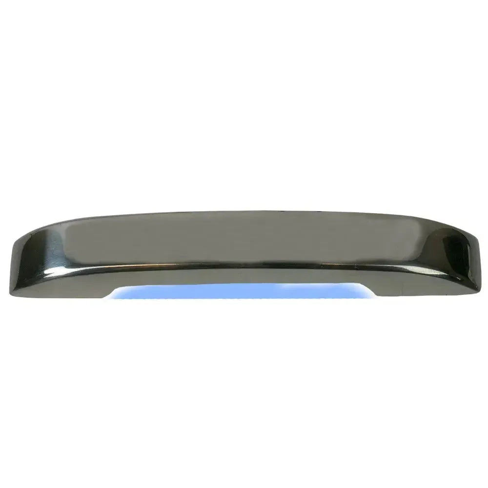 Sea-Dog Deluxe LED Courtesy Light, down-facing blue light, sleek stainless steel cover.