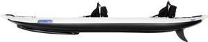 White and black Sea Eagle 385ft FastTrack inflatable kayak with two black seats and NeedleKnife Keel.