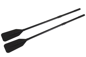 Two black, 5-foot, two-part Sea Eagle AB285 oars with plastic blades and breakdown design.