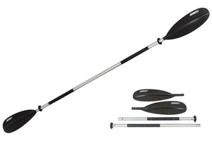 Sea Eagle AB30 7'10" black and silver 4-part asymmetrical kayak paddle.