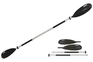 Sea Eagle AB30 7'10" black and silver 4-part asymmetrical kayak paddle.