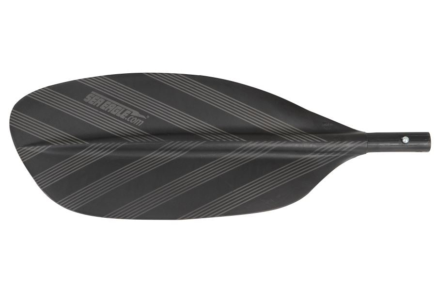 Black fiberglass reinforced asymmetrical paddle blade with "SEA EAGLE.COM" logo and striped design.