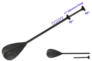Black adjustable aluminum canoe/SUP paddle, 48-60 inches, with ergonomic T-grip handle and modern blade.