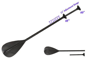 Black adjustable aluminum canoe/SUP paddle, 48-60 inches, with ergonomic T-grip handle and modern blade.