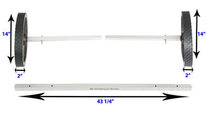 Sea Eagle EZ Cart (wide) with two 14" x 2" wide wheels and a 43 1/4" adjustable white bar.
