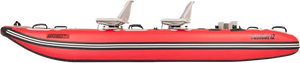 Red Sea Eagle FastCat12 inflatable catamaran boat with two gray seats and black trim.
