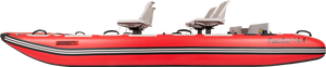 Red Sea Eagle FastCat14 inflatable catamaran with two grey swivel seats and black handles.