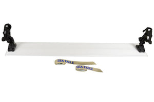 Sea Eagle Fish-n-Troll™ 48" aluminum bench with two black Scotty rod holders and two tan quick-attach straps.