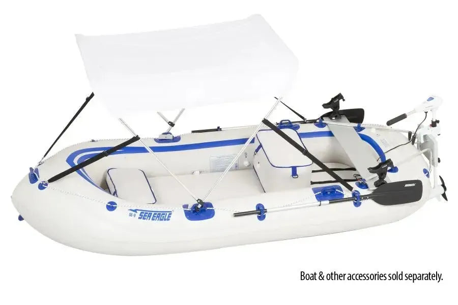 Sea Eagle Fish-n-Troll™ 48" aluminum bench with two black Scotty rod holders and two tan quick-attach straps.
