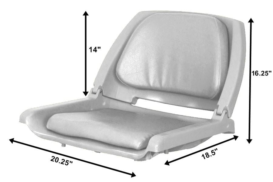 Gray Sea Eagle swivel boat seat with padded cushions, 20.25" wide, 18.5" deep, and 16.25" high.