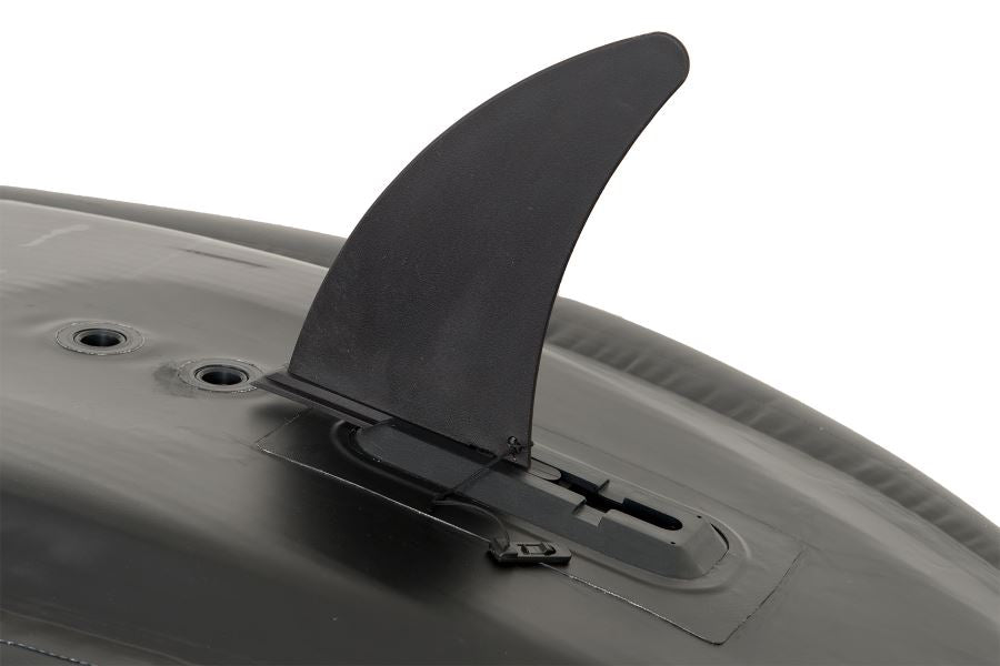Black 9.5" Sea Eagle Large Slide In Skeg with securing lanyard for improved tracking.