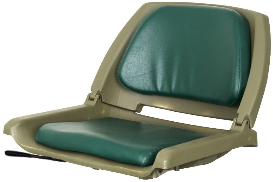 Sea Eagle Locking Green swivel boat seat with comfortable molded green cushions.