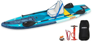 Blue Sea Eagle LongBoard 11 inflatable paddleboard with seat, paddle, pump, and carry bag.