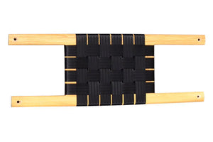 Sea Eagle middle wood/web canoe seat with black woven straps and natural wood frame.