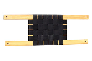 Sea Eagle middle wood/web canoe seat with black woven straps and natural wood frame.