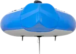 Blue and white Sea Eagle NeedleNose 14 inflatable paddleboard, showing its sharp bow and removable skeg.